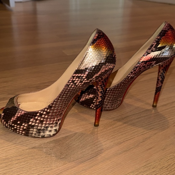 Christian Louboutin Snakeskin Open Toe Pumps - Picture 11 of 11